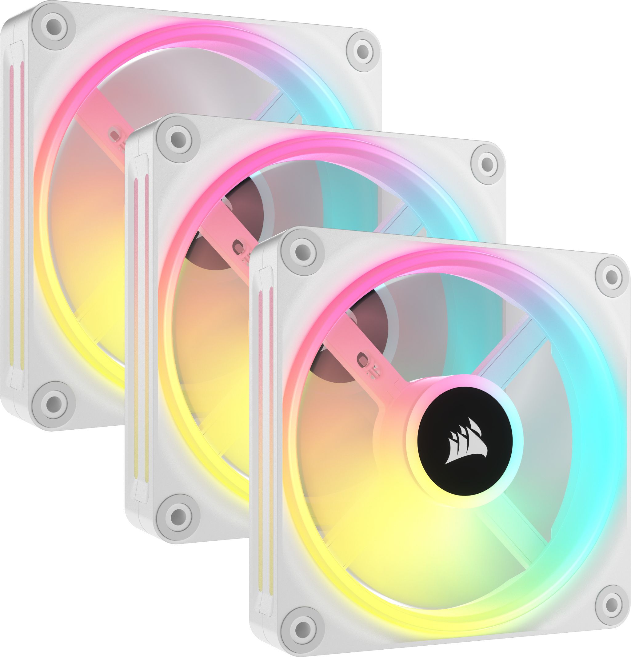 CORSAIR QX RGB Series, iCUE LINK QX120 RGB WHITE, 120mm Magnetic Dome RGB Fan, Starter Kit